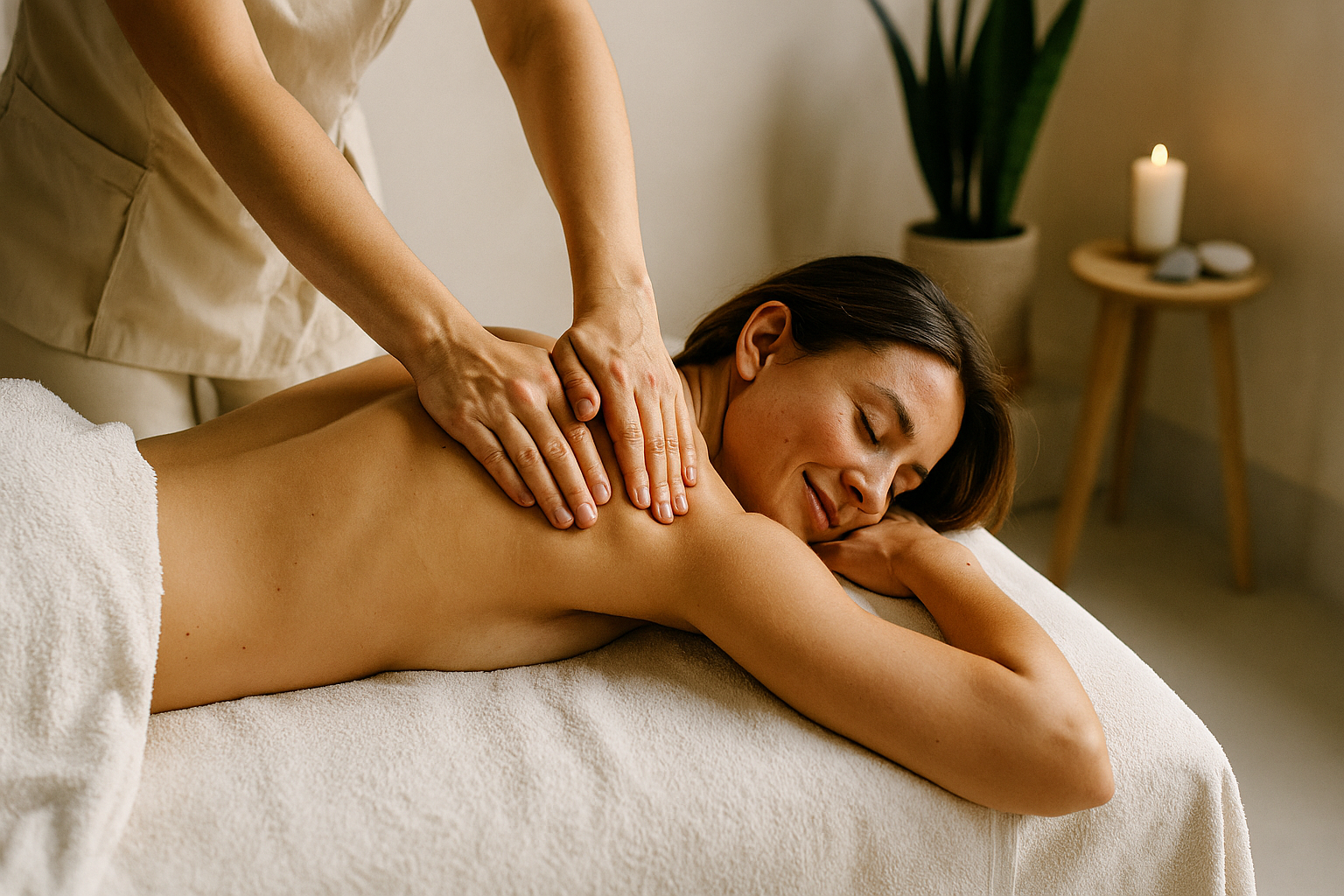 Afslappende oliebehandling i roligt wellnessrum